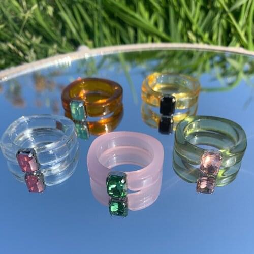 Ring For Women 2021 Trend Girl Jewelry Multicolor Acrylic Resin Rings Punk Boho Vintage Aesthetic Female Jewellery Korea anillo
