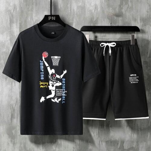 New Mens Summer 2 Pcs Cotton Sets 2021 Casual Short-Sleeved T-Shirt&Shorts Pants Daily Wear Suit Tees +Trousers Top Tracksuits