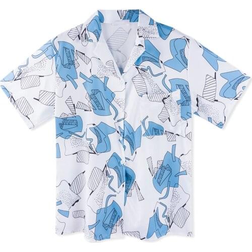 Neatie kiddie Vintage Casual Women Short Sleeve Summer Shirt Blouse Lady Loose Casual Print Tops Shirt Female