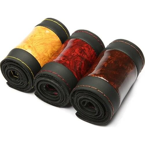 New 38cm Crystal Microfiber Leather Steering Wheel Case Leather Braiding Car Wheel Cover Sports Style Braiding Cover