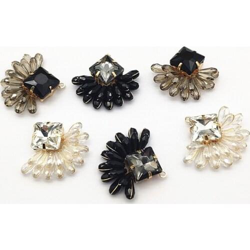 New Arrival! 29x32mm 20pcs Crystal Feather Shape Charm for Handmade Earring DIY Parts,Jewelry Accessories Findings & Component