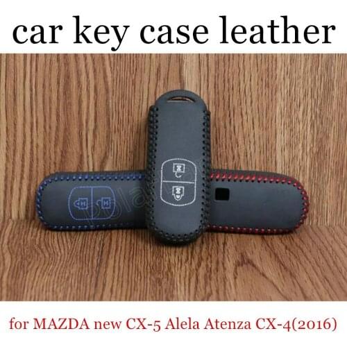 Great quality Car key cover car key case Hand sewing car styling Genuine leather for MAZDA new CX-5 Alela Atenza CX-4(2016)