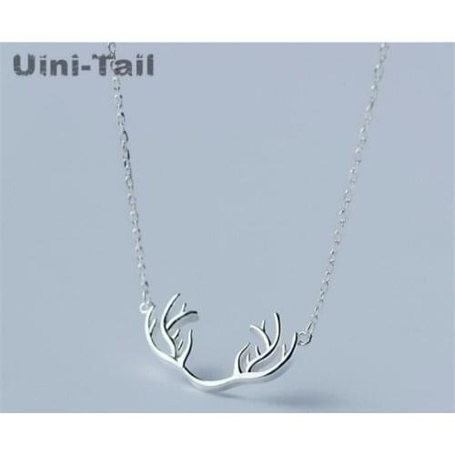 Uini-Tail hot new 925 sterling silver Christmas antler necklace clavicle chain simple short paragraph wild sweet birthday gift