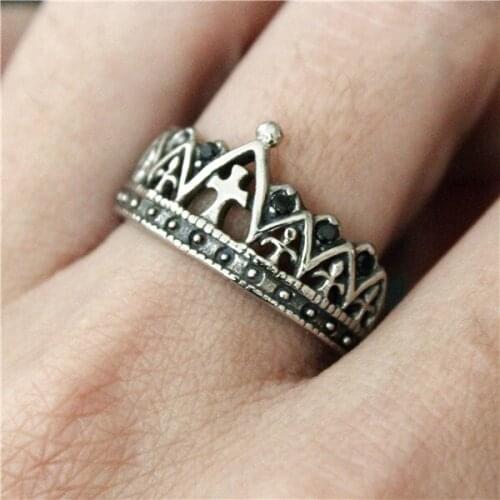 Drop Ship New Cross Crown Ring With Crystal Stones Women Mens 316L Stainless Steel Polishing Fashion Punk King Of The Crown Ring