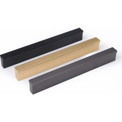 HJY Aluminum Pull Drawer Knobs Furniture Straight Handles Black Gray Gold Cabinet Bar Handle Center Distance 96mm A057&A176