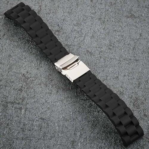 18mm 20mm 22mm 24mm Universal Watch Band Silicone Rubber Link Bracelet Wrist Strap Light Soft For Men Women Wristwatch