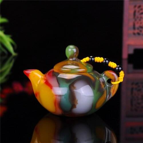 Xinjiang Hetian Jade Sauce Purple Multi-Color Jade Pot Hand-Playing Piece