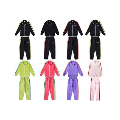 Palm Angels 22SS letters Logo basic black white striped mens womens sportswear Side zipper casual Sport suits