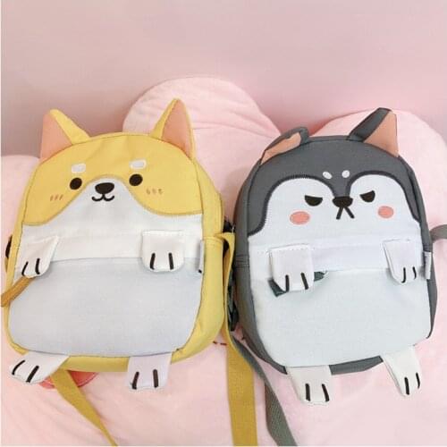 New Girls Kawaii Husky Shiba Inu Corgi Dog Waterproof Oxford Cloth Shoulder Messenger Bag Women Casual Crossbody Bags Chest Pack