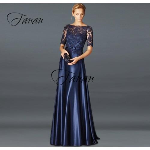 Scoop Neck Half Sleeve A-Line Mother Of The Bride Dress Lace Appliques Floor-Length Wedding Gown robe de soirée de mariage