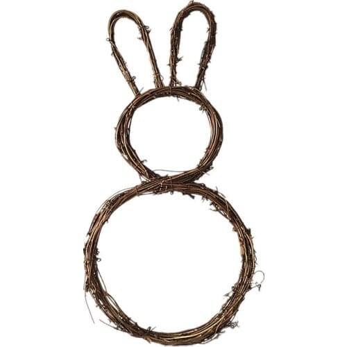 1pc Antique Natural Grapevine twig Hanging Decor Bunny Rabbit Door Wall Hanger for Easter Christmas Halloween Decoration