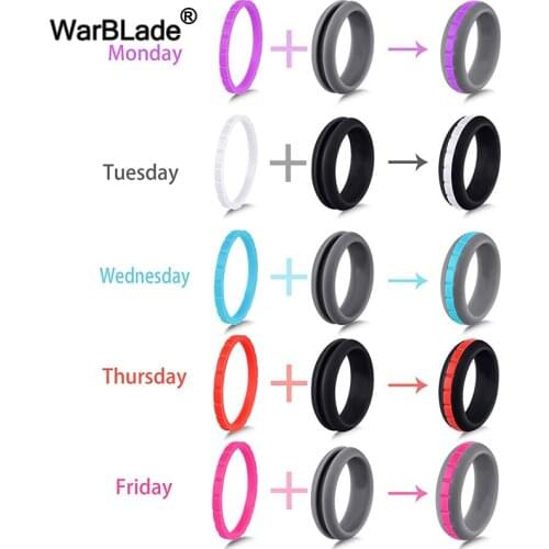 WBL 10 Color Combinations Silicone Ring Can DIY Change Color Hypoallergenic Crossfit Flexible Rubber Finger Ring For Men Women