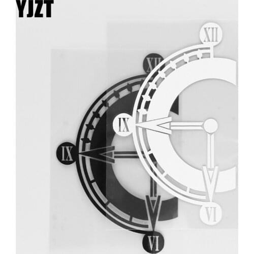 YJZT 9.3×15.4CM Creative Cartoon Clocks And Watches Decor Vinyl Decal Car Sticker Black/Silver 4C-0323