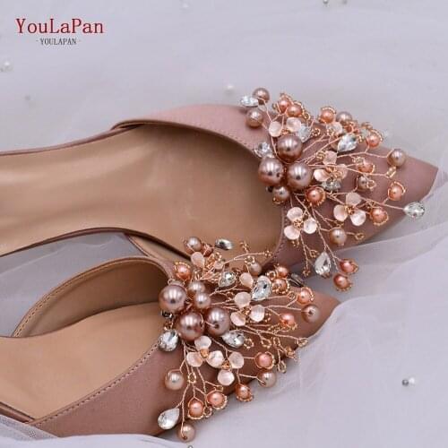 YOULAPAN X18 2pcs/lot Pearl Wedding Shoe Clips Women Shoe Metallic Accessories Shoe Heel Accessories for Ladies Shoes