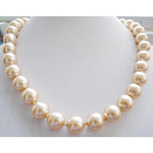 Jewelry Free Shipping 9~10mm AAA White Yellow South Sea Pearl Round Necklace 18'' style Fine Noble real Natural