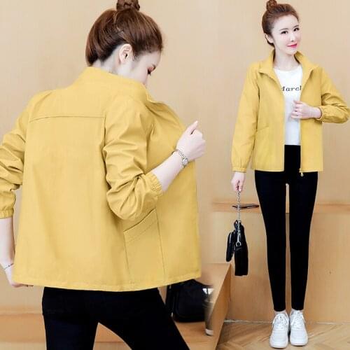 2021 Autumn New Jacket Women clothes Korean Long Sleeve Casual Windbreaker Zipper Pocket Female plus size Loose Outerwear H1367