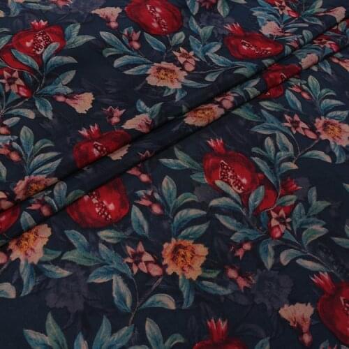 1 Meter Red Pomegranate Wide Printing Crepe De Chine High Grade Dress Qipao Diy Silk Fabric
