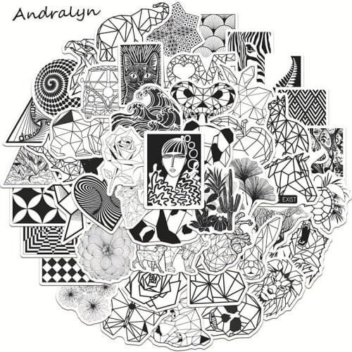 10/50Pcs/set Black and white geometry Graffiti Stickers For Motorcycle Skate Bike Laptop Suitcase Mobile Guitar Refrigerator Toy