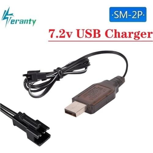 100Pcs 7.2V 250mAh USB Charger For Ni-Cd Ni-MH Battery Pack SM-2P SM Plug Input DC 5V Output 7.2V Charger for RC toys Battery