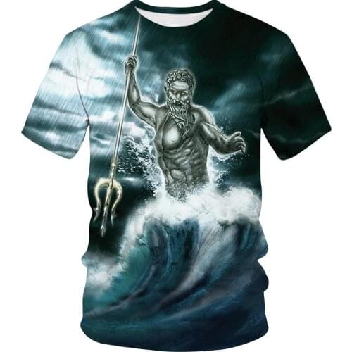 2020 Fun 3D Printed Mens T-shirt Anime Cartoon Poseidon Cosplay T-shirt Summer Short Sleeve O-Neck Shirt Casual Hot Sale
