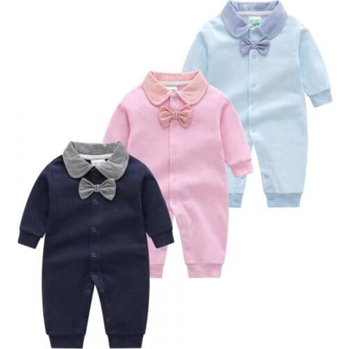 2021 Gentleman Baby Rompers For Boys And Girls Spring Newborn Climbing Jumpsuit 0-12m Long Sleeve Clothes Cotton Costume Romper