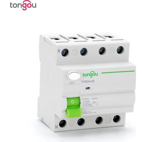 4 Pole 40A 30mA 220V 380V 400V AC Magnetic Type 6KA Residual Current Circuit breaker RCD RCCB