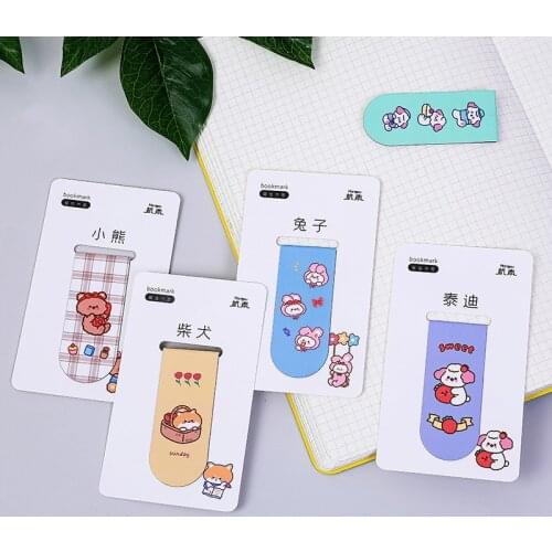 64 pcs/lot Cartoon Animal Magnet Bookmark Cute Paper Clip Book Mark for books School Office Supplies Stationery gift