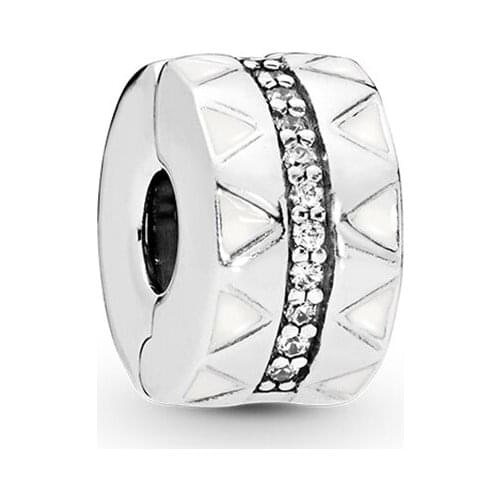 Ajax 925 Sterling Silver Fixed Charm Clip Beads Fit Snake Chain Bangle Bracelets Women