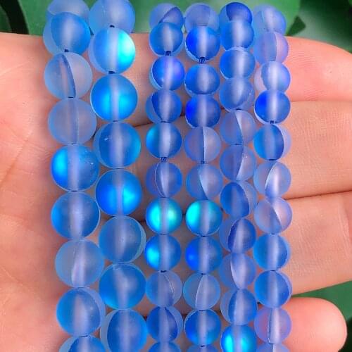 Austrian Crystal Glitter Bead Round Frost Dull Polish Dark Blue Moonstone Glass Beads For Jewelry Making Diy Bracelets Necklace
