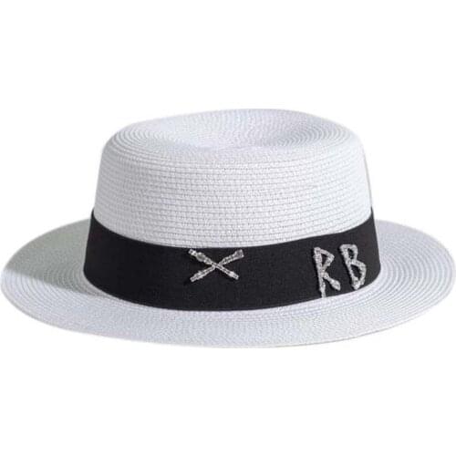 Fibonacci White Women Straw Hat Color Ribbon Fedora Wide Brim Lady Derby Straw Boater Sun Hat Summer Beach Cap Sailor Trilby Cap