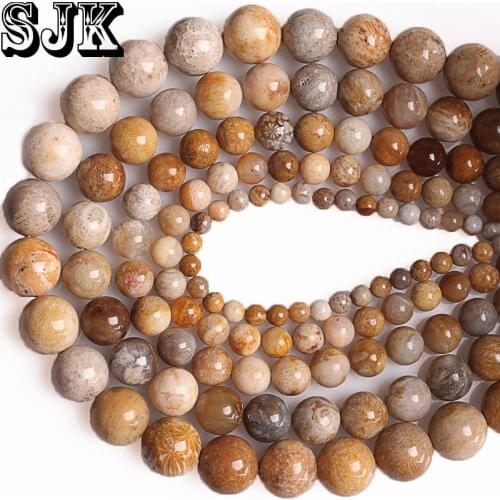Beads Natural Stone Coral Fossils Chrysanthemum Stone Beads DIY For Bracelet Necklace Earrings Jewelry Making Size 4 6 8 10 12MM
