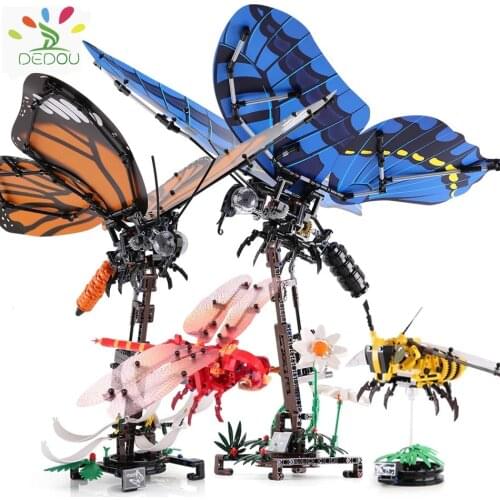 Simulated Insect Bee Wrap Butterfly Dragonfly Building Block Animal City Bricks Educational Toys for Children