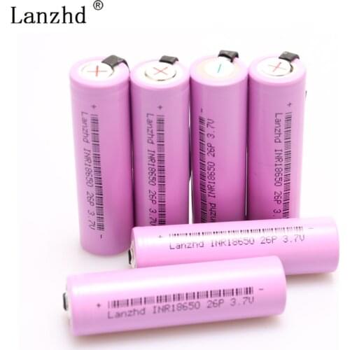 40PCS battery 18650 Li ion INR18650 Nickel sheet 18650 Rechargeable batteries Discharge 2600mAh 3.7V + DIY Nickel Sheets