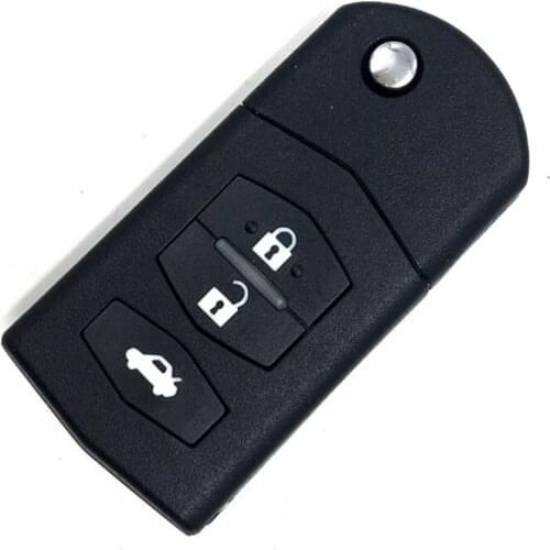 3 Buttons Flip Remote Car Key Case for M-azda Replace Original Flip Key Shell(with LOGO)