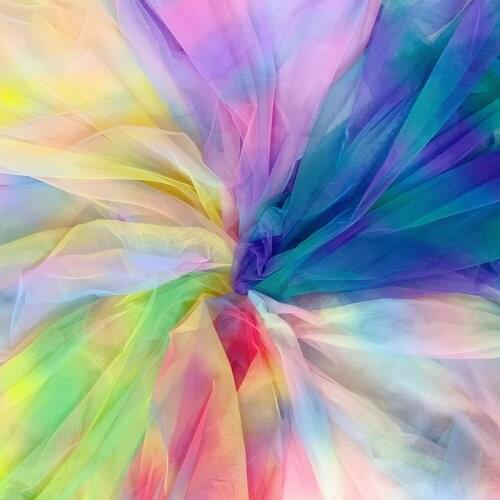 Gradient Rainbow Tulle Yarn Encrypted Hexagonal Mesh Tul Cloth DIY Craft Pettiskirt Net Red Background Wedding Party Decoration