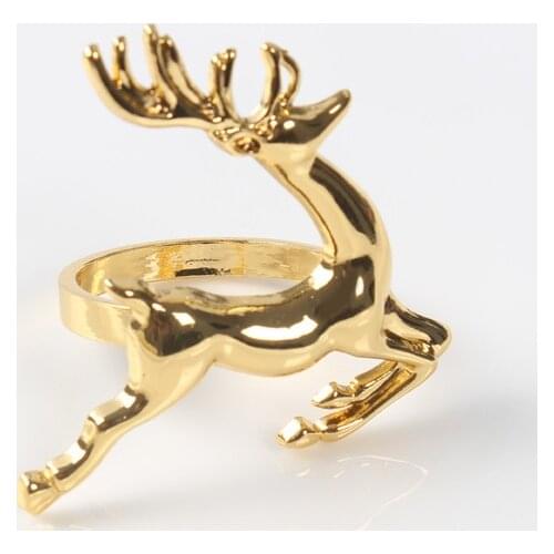 12pcs/lot Zinc Alloy Gold Elk Napkin Buckle Ring Christmas Table Deer Napkin Rings Holder for Dinning Table Parties Everyday