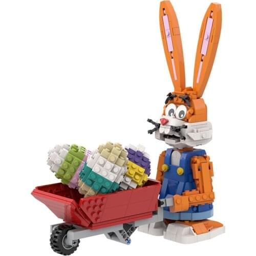 MOC Easter Day Rabbit Egg Baby Bunny Cute Animal Figures Building Blocks DIY Bricks Decoration Model For Kids Happy Easter Gifts