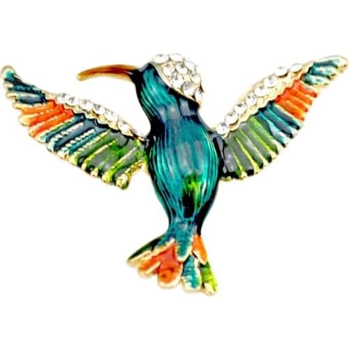Fashion Vivid Hummingbird Brooch Pin Crystal Rhinestone Enamel Animal Bird Brooches Women Accessory Fashion Jewelry