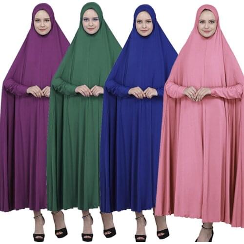 Eid Ramadan Abaya Muslim Women Prayer Dress Overhead Khimar Jilbab Islamic Clothing Arabic Robe Burqa Burka Kaftan Middle East