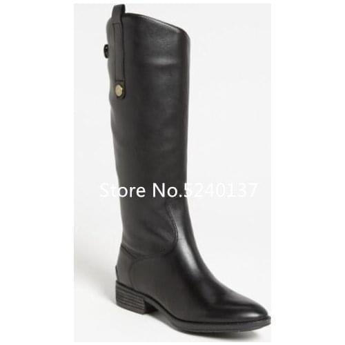 2019 Autumn/Winter Black Genuine Leather Men Knee-high Boots Side Zip Buckle Top Quality High Boots Male