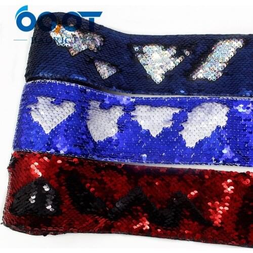 OOOT BAORJCT I-19619-1402,75mm 2yard Fish scale Printing Sequin Glitter Ribbon,DIY Hairbows Accessories Wedding Party Decoration