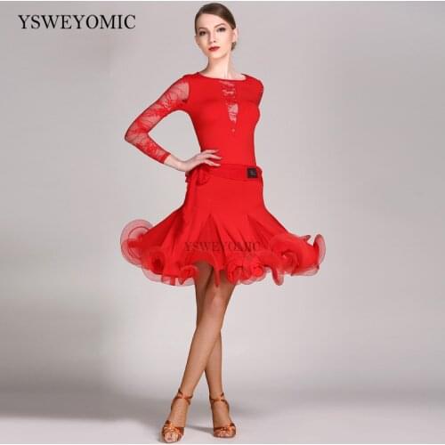 Wholesale Price Charleston Latin American Dance Dresses 90 cm Cloth Short Black Green Red Latin Dance Dress for Lady GB015+322