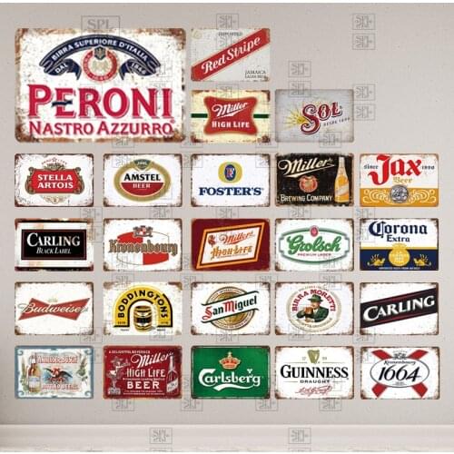 Beer Brand Logo Sign Bar Vintage Metal Sign Plaque Retro Bar Tin Sign Metal Plate Wall Art Decoration Club Decorative Board