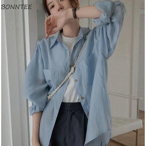 Shirt Women Solid Elegant Ladies Tops Leisure Harajuku All-match Simple Soft Sun-proof Summer Hot Loose Chic Streetwear Trendy