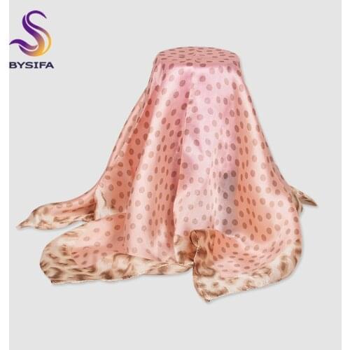 [BYSIFA] Fashion Square Scarves Women Brand Pure Silk Small Square Scarf New Accessories Classical Polka Dot Ladies Neck Scarf