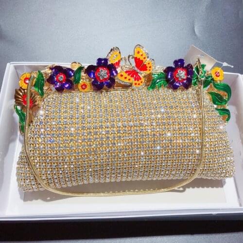 21.5x10.5CM Evening Clutch Bag Diamond-studded Dinner Bag Golden Bridal Bag Women Clutch Bag a6875