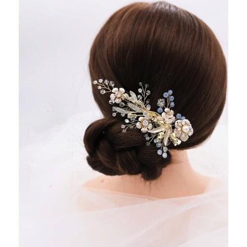 Bridal Headpiece Wedding Fashion Headdress For Bride Handmade Wedding Crown Floral Pearl Hair Accessories Hair Ornaments