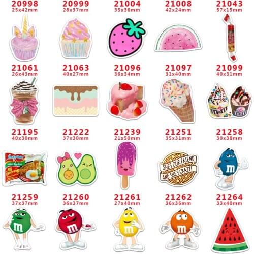 DIY Craft Supplies Sewing Accessories Cartoon Food Printed Planar Resins Mold 30 Pieces. PR-20998