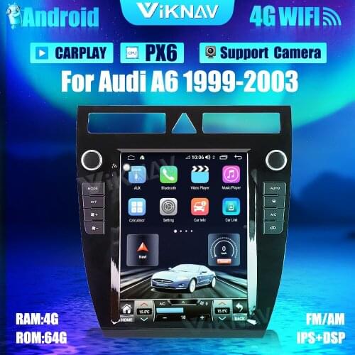 12.1inch Android Vertical with Screen Car Radio For Audi A6 1999-2003 Auto Stereo GPS Navigation Tesla Style Multimedia Player