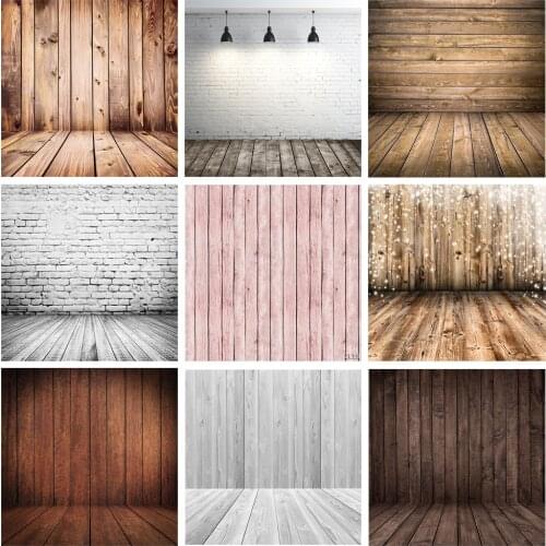 Vintage Brick Wall Wood Board Floor Christmas Baby Shower Newborn Portrait Backdrop Photography Background Photo Studio Props